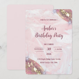 Invitación de cumpleaños con brillo minimalista