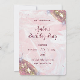 Invitación de cumpleaños con brillo minimalista