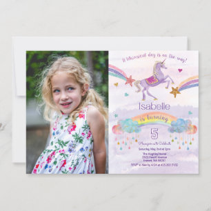 INVITACIÓN DE CUMPLEAÑOS CON BRILLOS DE UNICORNIO 