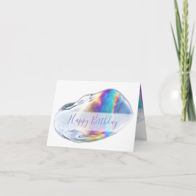 Invitación de cumpleaños con burbujas coloridas (Anverso)