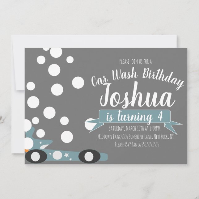 Invitación de cumpleaños con burbujas de lavado de (Anverso)