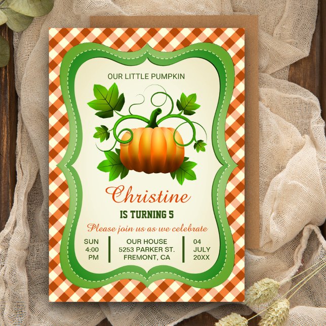 Invitación de cumpleaños con calabaza otoñal adora (Subido por el creador)