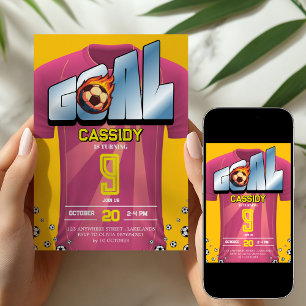 Invitación de cumpleaños con camiseta de fútbol de