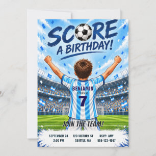 Invitación de cumpleaños con camiseta de fútbol pa