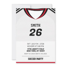 Invitación de cumpleaños con camiseta de fútbol pe