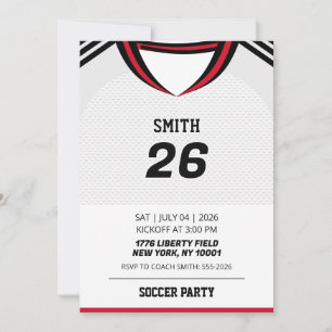 Invitación de cumpleaños con camiseta de fútbol pe