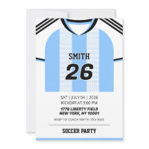 Invitación de cumpleaños con camiseta de fútbol pe