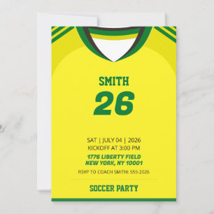 Invitación de cumpleaños con camiseta de fútbol pe
