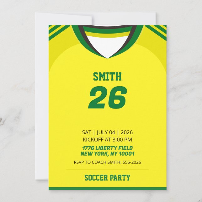 Invitación de cumpleaños con camiseta de fútbol pe (Anverso)