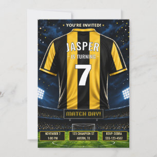 Invitación de cumpleaños con camiseta de fútbol pe