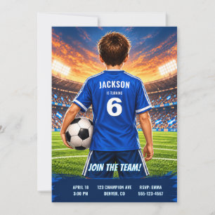 Invitación de cumpleaños con camiseta de fútbol pe