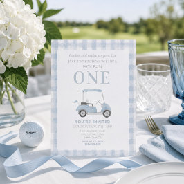 Invitación de cumpleaños con carrito de golf Blue