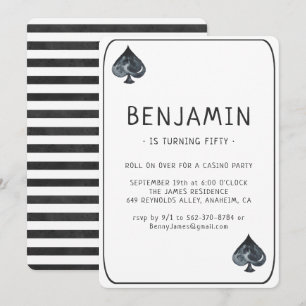 Invitación de cumpleaños con carta de Casino Spade