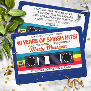 Invitación de cumpleaños con cassette retro de los
