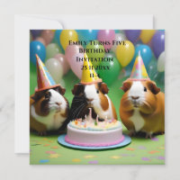 Invitación De Cumpleaños Con Cerdos De Guinea Fies