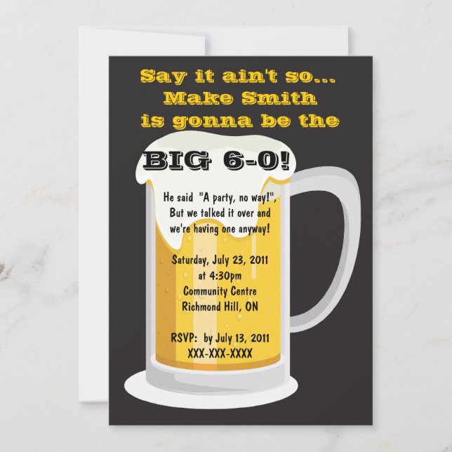 Invitación de cumpleaños con cerveza (Anverso)