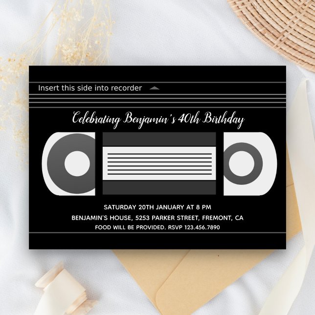 Invitación de cumpleaños con cinta de video VHS re (Subido por el creador)