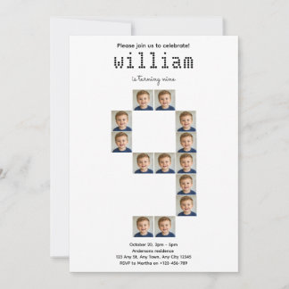 Invitación de cumpleaños con collage de fotos Clou