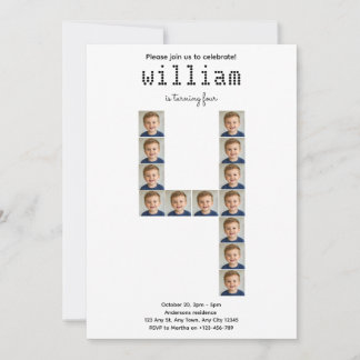 Invitación de cumpleaños con collage de fotos Rugi