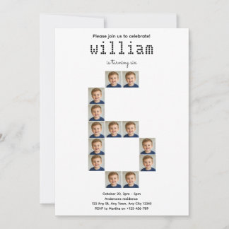Invitación de cumpleaños con collage de fotos Supe
