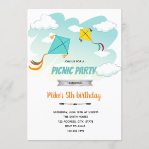 Invitación de cumpleaños con cometa