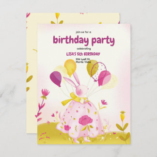 Invitación de cumpleaños con conejo