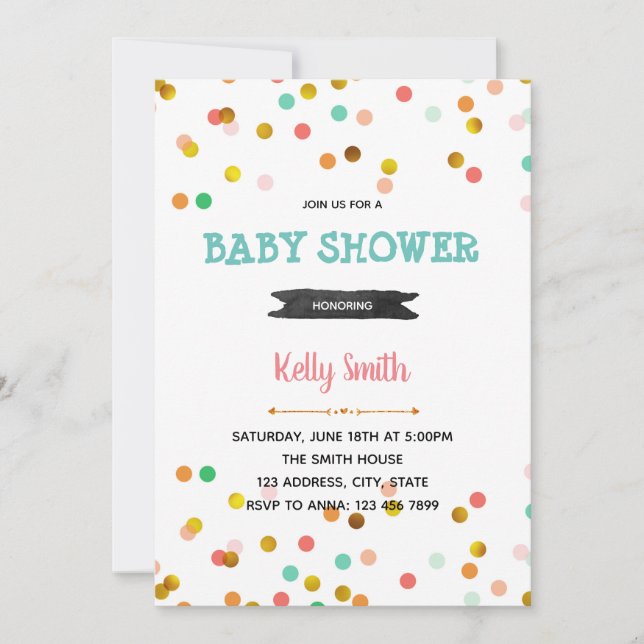 invitación de cumpleaños con confeti (Anverso)