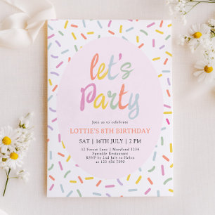 Invitación de cumpleaños con confeti de colores