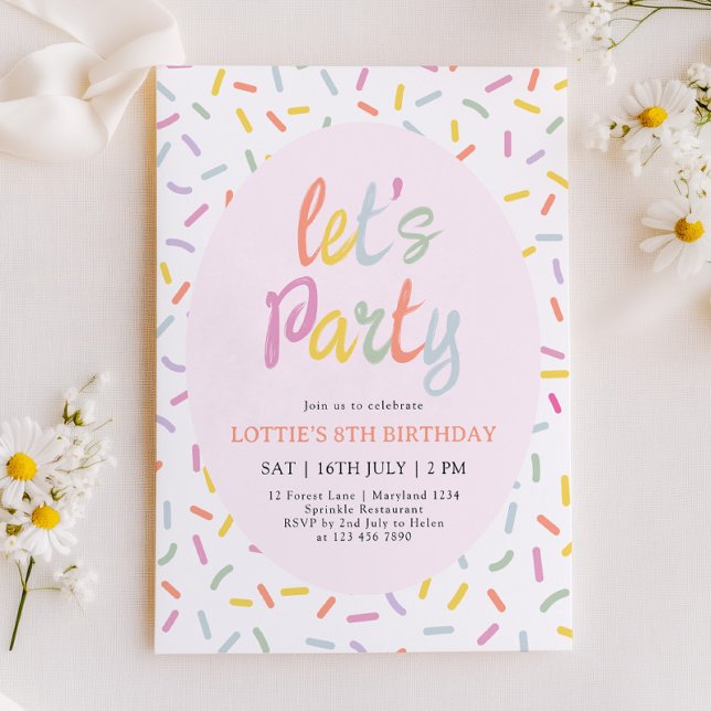 Invitación de cumpleaños con confeti de colores (Subido por el creador)