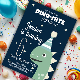 Invitación de cumpleaños con confeti de dinosaurio