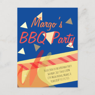 Invitación de cumpleaños con confeti para barbacoa