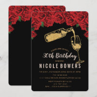 INVITACIÓN DE CUMPLEAÑOS CON COPA DE VINO CON BRIL