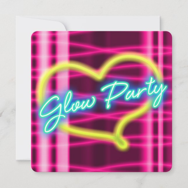Invitación de cumpleaños con corazón para fiesta N (Anverso)