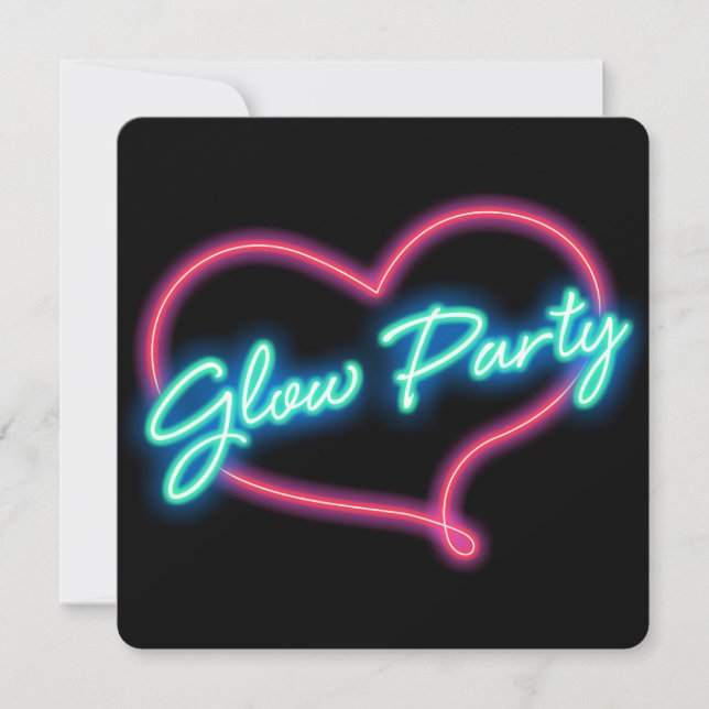 Invitación de cumpleaños con corazón para fiesta N (Anverso)