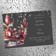 Invitación de cumpleaños con corona de princesa re