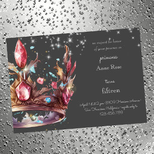 Invitación de cumpleaños con corona de princesa re