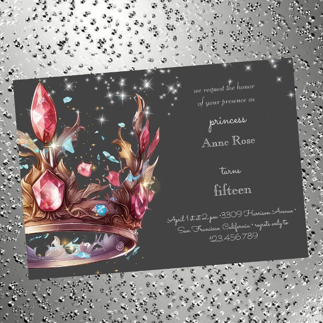 Invitación de cumpleaños con corona de princesa re (Subido por el creador)