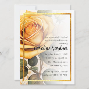 Invitación de cumpleaños con cualquier número Rosa