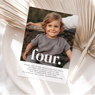 Invitación de cumpleaños con cuatro fotos