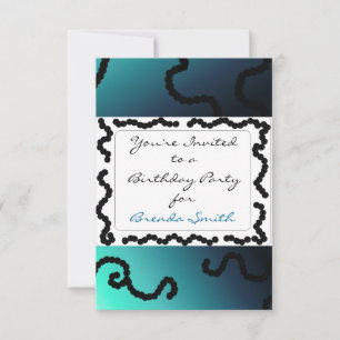 Invitación de cumpleaños con cuentas azul y negro