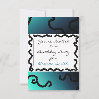 Invitación de cumpleaños con cuentas azul y negro