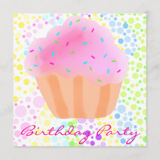 Invitación de cumpleaños con CupCake multicolor