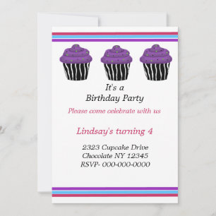 Invitación de cumpleaños con cupcakes de estampado