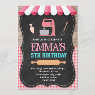 Invitación de cumpleaños con decoración de pastele