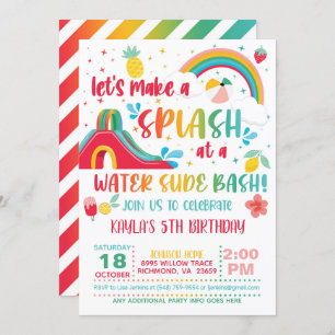 Invitación de cumpleaños con deslizamiento de agua