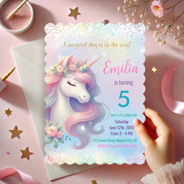 Invitación de cumpleaños con destellos de arcoíris (Subido por el creador)