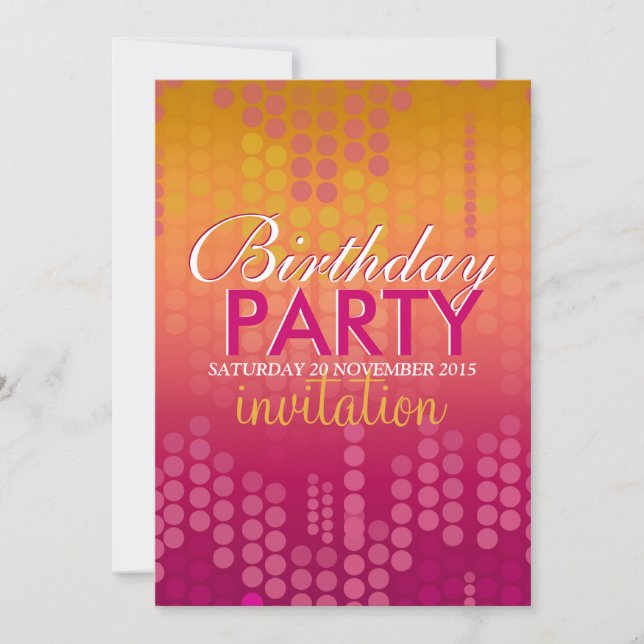 Invitación de cumpleaños con destellos de bokeh ro (Anverso)