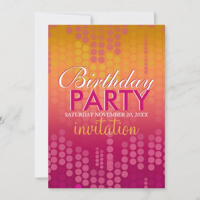 Invitación de cumpleaños con destellos de bokeh ro (Anverso)