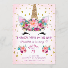 Invitación de cumpleaños con detalles florales y l