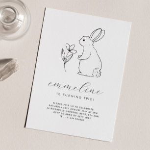 Invitación de cumpleaños con dibujo de conejo en l